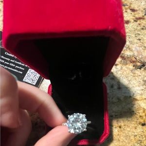 Genuine Moissanite Ring 5 Carat Round Solitaire 10mm New!
